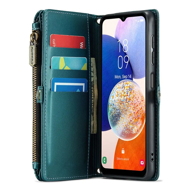 CASEME C36 Series For Samsung Galaxy A14 4G / 5G Case Leather Crossbody Phone Cover Zipper Wallet Purse