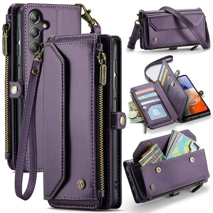 CASEME C36 Series For Samsung Galaxy A14 4G / 5G Case Leather Crossbody Phone Cover Zipper Wallet Purse