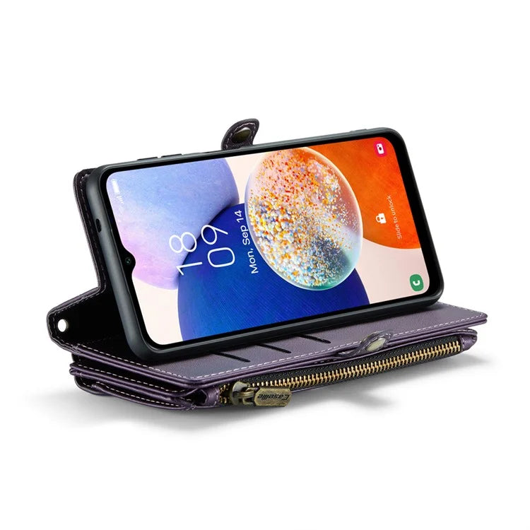 CASEME C36 Series For Samsung Galaxy A14 4G / 5G Case Leather Crossbody Phone Cover Zipper Wallet Purse
