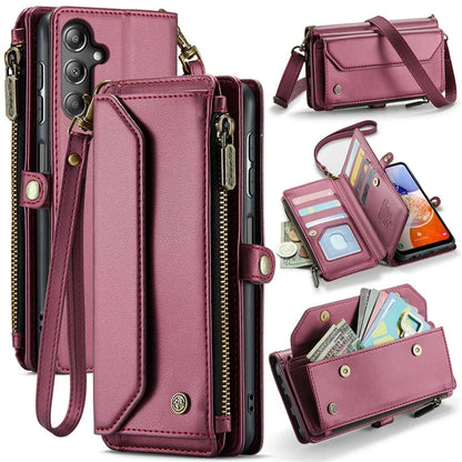 CASEME C36 Series For Samsung Galaxy A14 4G / 5G Case Leather Crossbody Phone Cover Zipper Wallet Purse