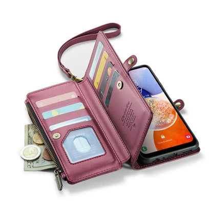 CASEME C36 Series For Samsung Galaxy A14 4G / 5G Case Leather Crossbody Phone Cover Zipper Wallet Purse