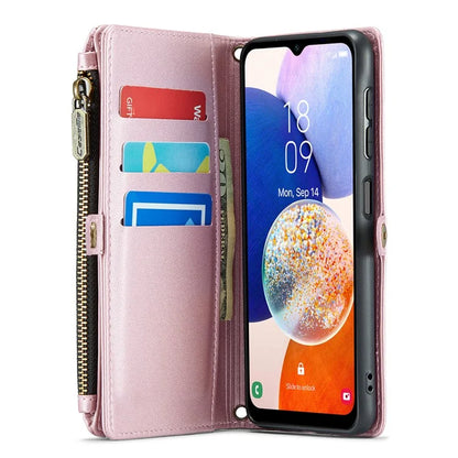 CASEME C36 Series For Samsung Galaxy A14 4G / 5G Case Leather Crossbody Phone Cover Zipper Wallet Purse