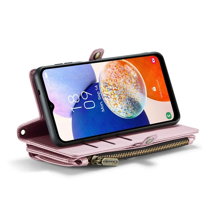 CASEME C36 Series For Samsung Galaxy A14 4G / 5G Case Leather Crossbody Phone Cover Zipper Wallet Purse