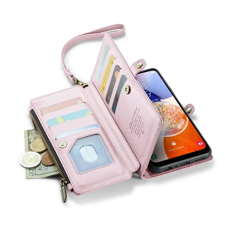 CASEME C36 Series For Samsung Galaxy A14 4G / 5G Case Leather Crossbody Phone Cover Zipper Wallet Purse