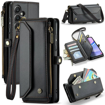 CASEME C36 Series For Samsung Galaxy A15 4G / 5G Case Leather Phone Cover with Shoulder Strap Coin Pocket