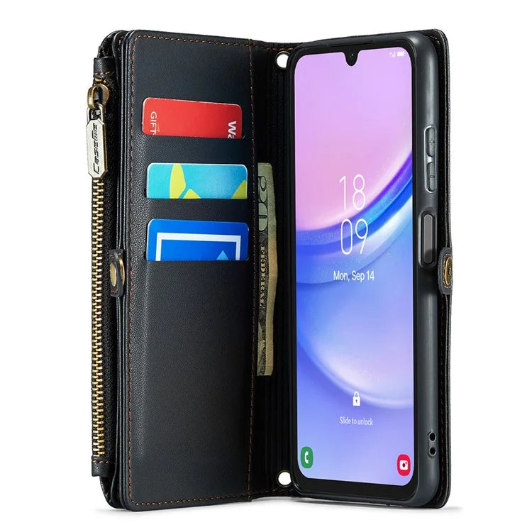 CASEME C36 Series For Samsung Galaxy A15 4G / 5G Case Leather Phone Cover with Shoulder Strap Coin Pocket