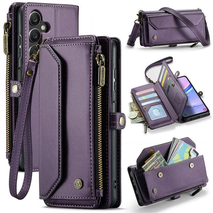 CASEME C36 Series For Samsung Galaxy A15 4G / 5G Case Leather Phone Cover with Shoulder Strap Coin Pocket