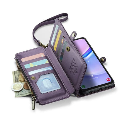CASEME C36 Series For Samsung Galaxy A15 4G / 5G Case Leather Phone Cover with Shoulder Strap Coin Pocket