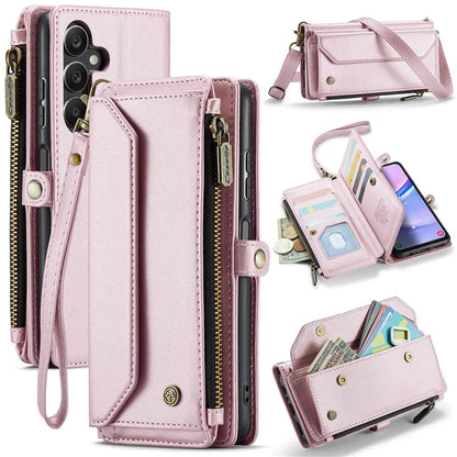 CASEME C36 Series For Samsung Galaxy A15 4G / 5G Case Leather Phone Cover with Shoulder Strap Coin Pocket