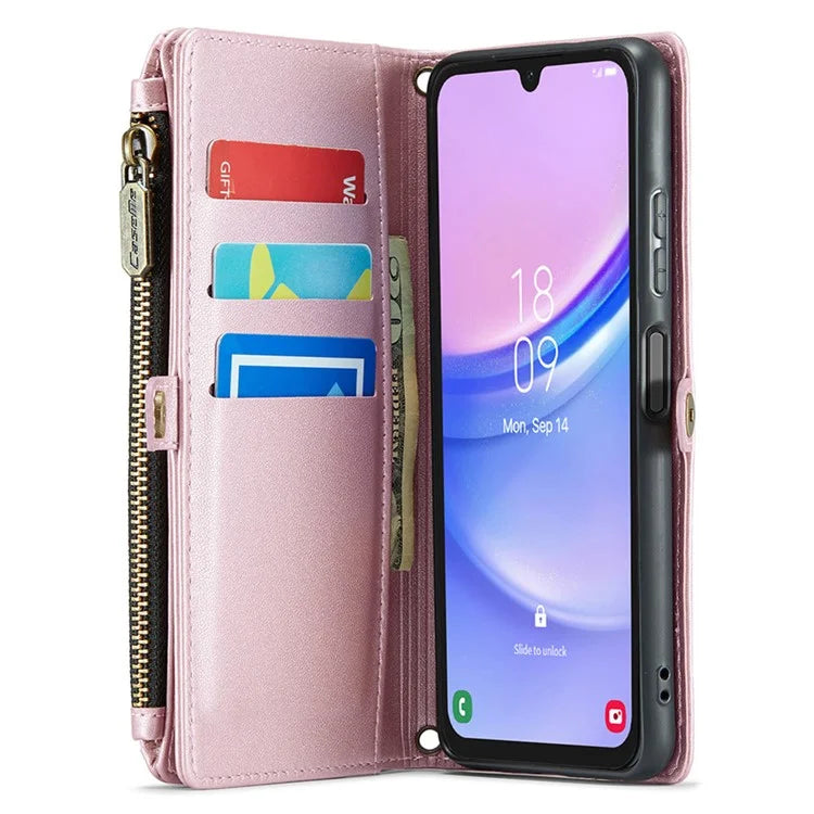 CASEME C36 Series For Samsung Galaxy A15 4G / 5G Case Leather Phone Cover with Shoulder Strap Coin Pocket