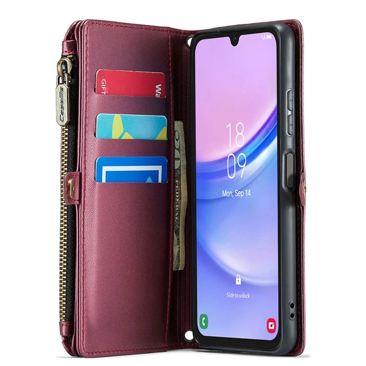 CASEME C36 Series For Samsung Galaxy A15 4G / 5G Case Leather Phone Cover with Shoulder Strap Coin Pocket