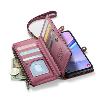 CASEME C36 Series For Samsung Galaxy A15 4G / 5G Case Leather Phone Cover with Shoulder Strap Coin Pocket