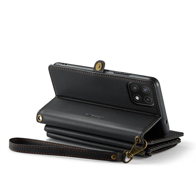 CASEME C36 Series For Samsung Galaxy A22 5G (EU Version) Case Crossbody Lanyard Flip Leather Phone Cover