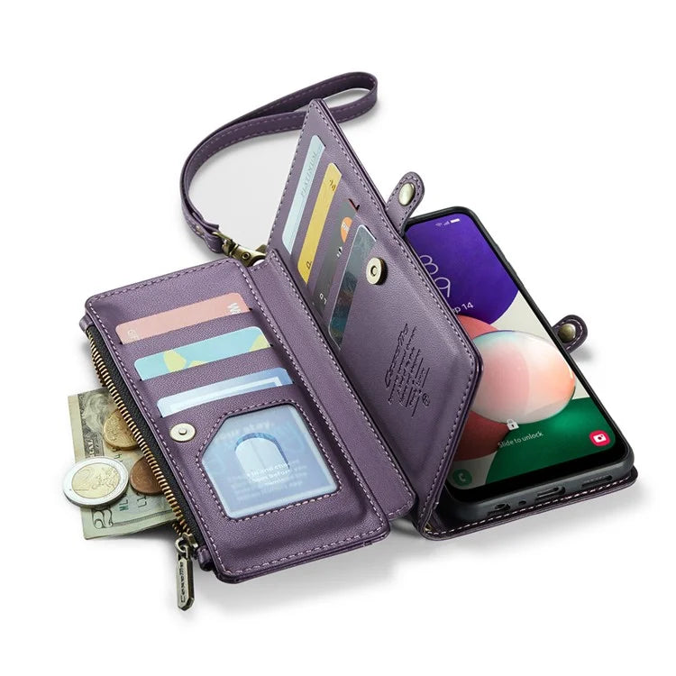 CASEME C36 Series For Samsung Galaxy A22 5G (EU Version) Case Crossbody Lanyard Flip Leather Phone Cover