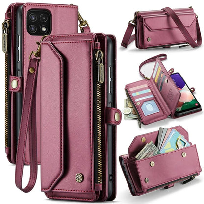 CASEME C36 Series For Samsung Galaxy A22 5G (EU Version) Case Crossbody Lanyard Flip Leather Phone Cover