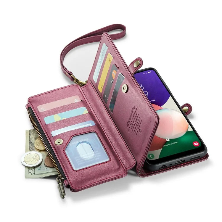 CASEME C36 Series For Samsung Galaxy A22 5G (EU Version) Case Crossbody Lanyard Flip Leather Phone Cover