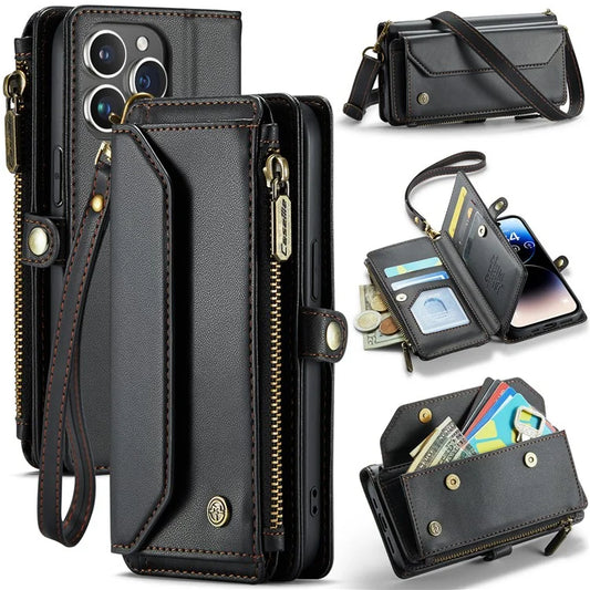 CASEME C36 Series For iPhone 14 Pro Case 7 Card Holder Leather Phone Cover RFID Blocking