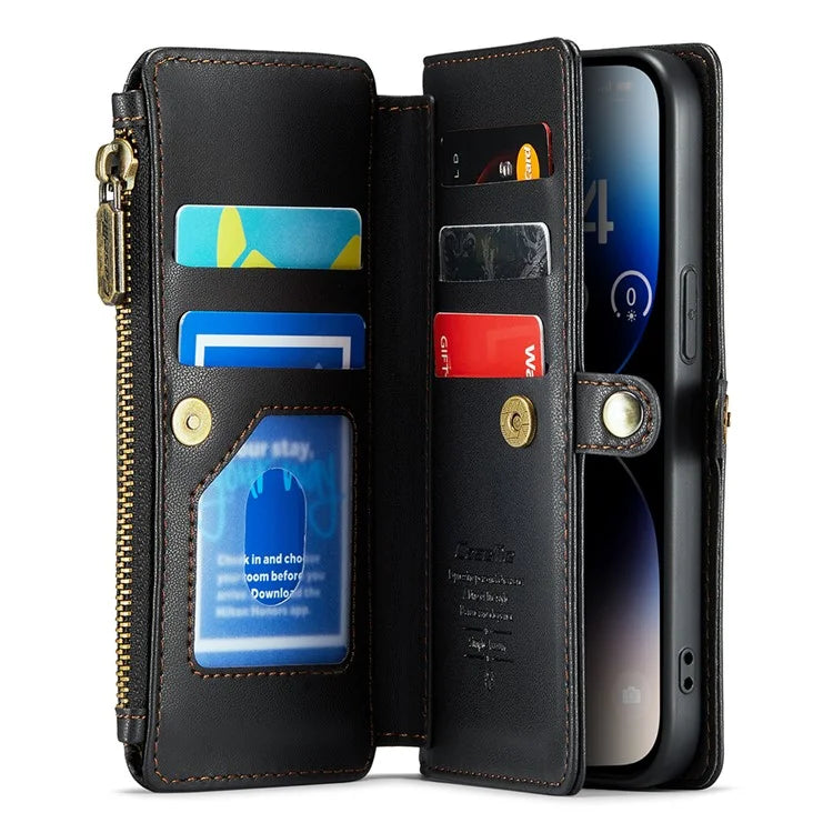 CASEME C36 Series For iPhone 14 Pro Case 7 Card Holder Leather Phone Cover RFID Blocking