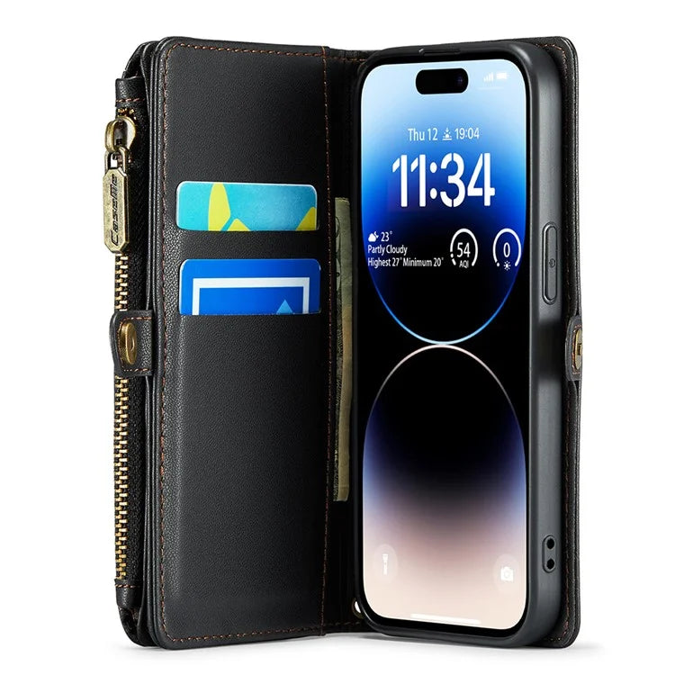 CASEME C36 Series For iPhone 14 Pro Case 7 Card Holder Leather Phone Cover RFID Blocking