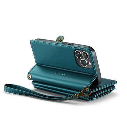 CASEME C36 Series For iPhone 14 Pro Case 7 Card Holder Leather Phone Cover RFID Blocking