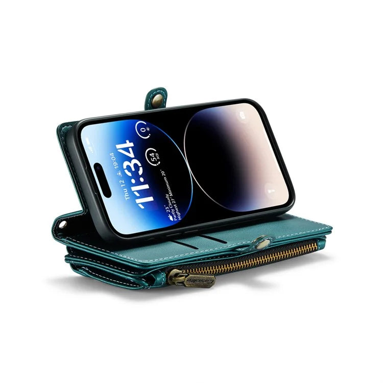 CASEME C36 Series For iPhone 14 Pro Case 7 Card Holder Leather Phone Cover RFID Blocking