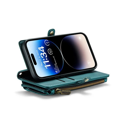 CASEME C36 Series For iPhone 14 Pro Case 7 Card Holder Leather Phone Cover RFID Blocking