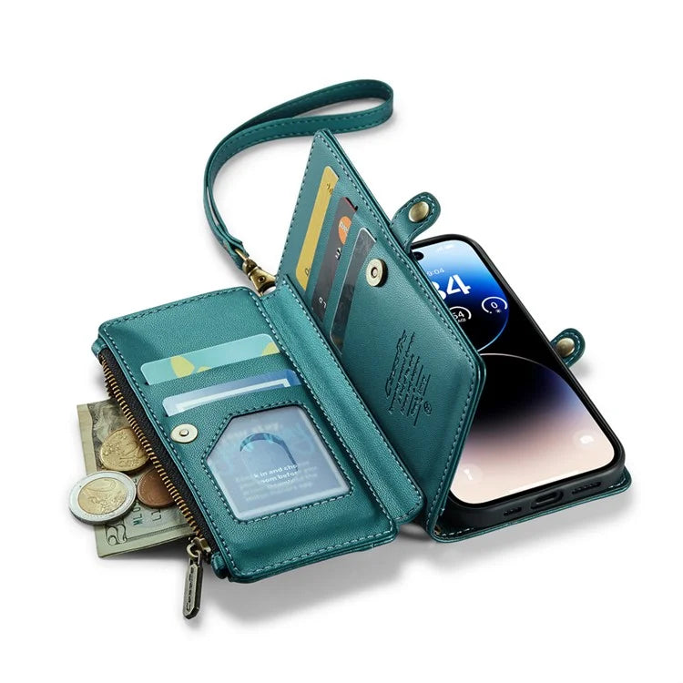 CASEME C36 Series For iPhone 14 Pro Case 7 Card Holder Leather Phone Cover RFID Blocking