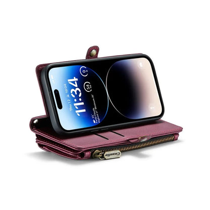 CASEME C36 Series For iPhone 14 Pro Case 7 Card Holder Leather Phone Cover RFID Blocking