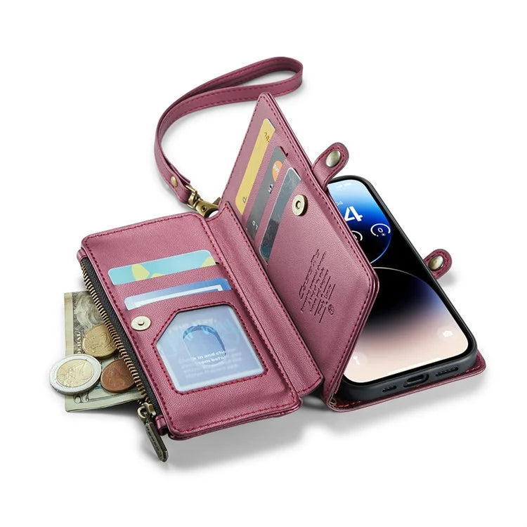 CASEME C36 Series For iPhone 14 Pro Case 7 Card Holder Leather Phone Cover RFID Blocking