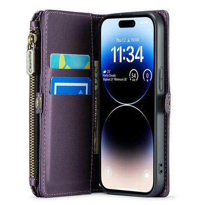CASEME C36 Series For iPhone 14 Pro Case 7 Card Holder Leather Phone Cover RFID Blocking
