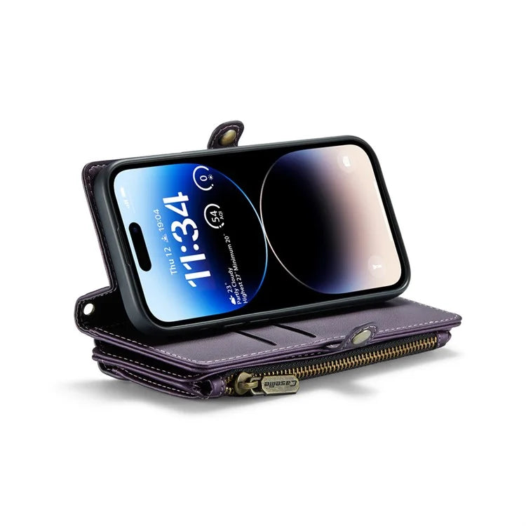CASEME C36 Series For iPhone 14 Pro Case 7 Card Holder Leather Phone Cover RFID Blocking