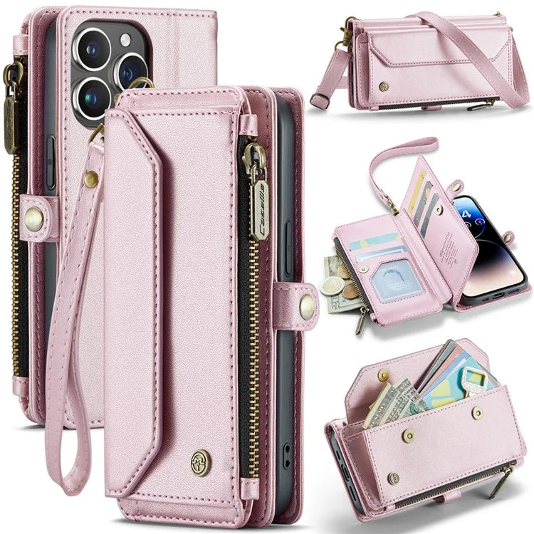 CASEME C36 Series For iPhone 14 Pro Case 7 Card Holder Leather Phone Cover RFID Blocking