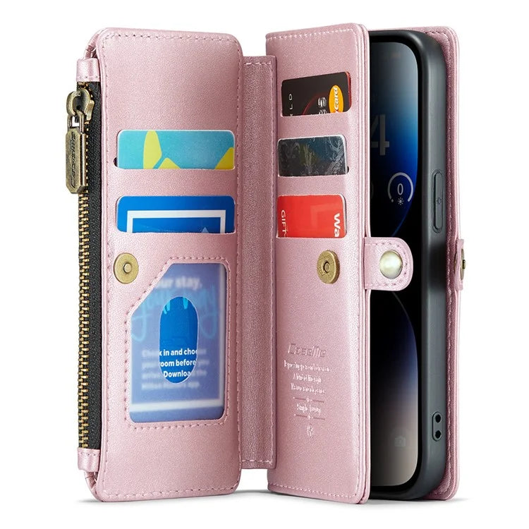CASEME C36 Series For iPhone 14 Pro Case 7 Card Holder Leather Phone Cover RFID Blocking