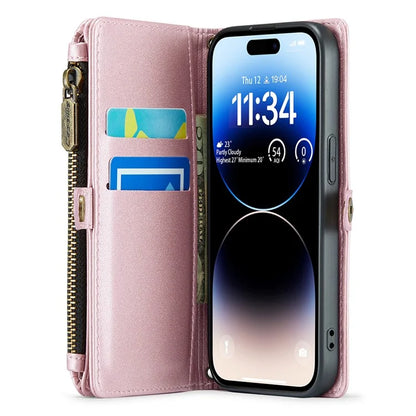 CASEME C36 Series For iPhone 14 Pro Case 7 Card Holder Leather Phone Cover RFID Blocking