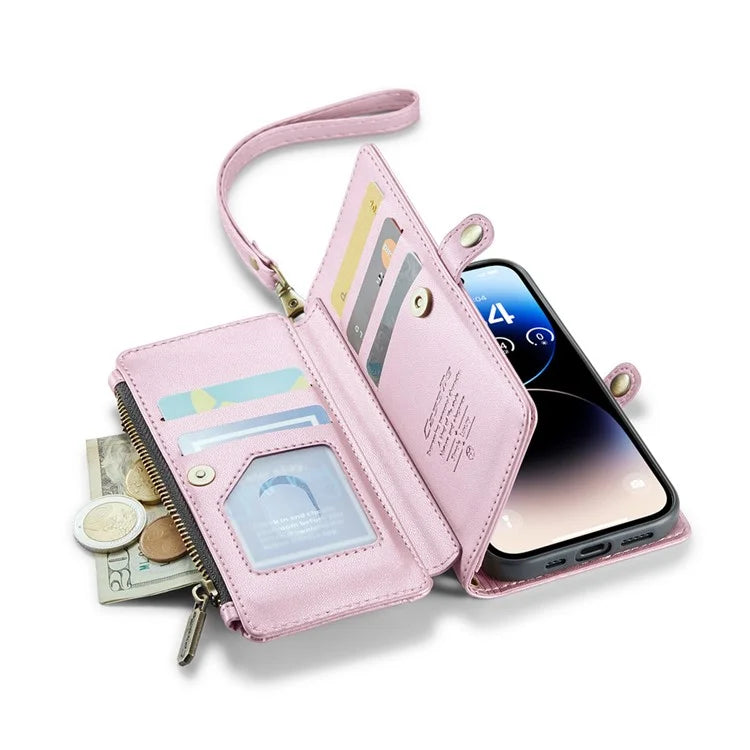 CASEME C36 Series For iPhone 14 Pro Case 7 Card Holder Leather Phone Cover RFID Blocking