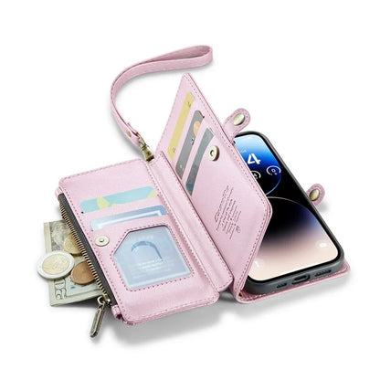 CASEME C36 Series For iPhone 14 Pro Case 7 Card Holder Leather Phone Cover RFID Blocking