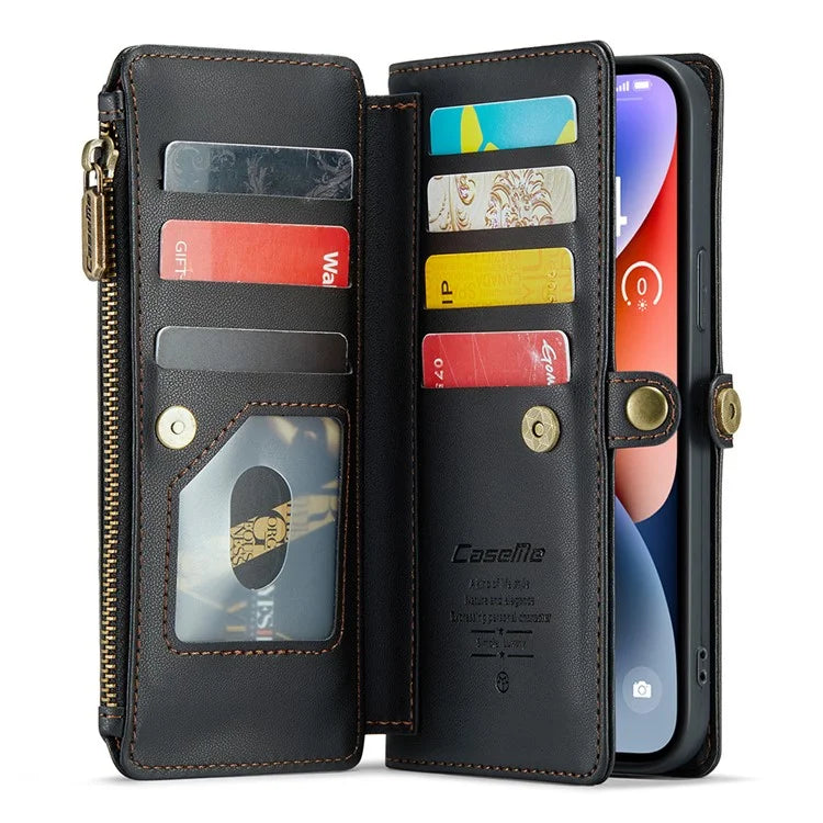 CASEME C36 Series For iPhone 14 Plus Crossbody Case Zipper Wallet Leather Phone Cover