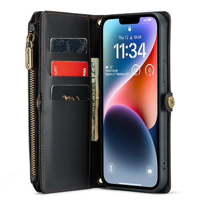 CASEME C36 Series For iPhone 14 Plus Crossbody Case Zipper Wallet Leather Phone Cover