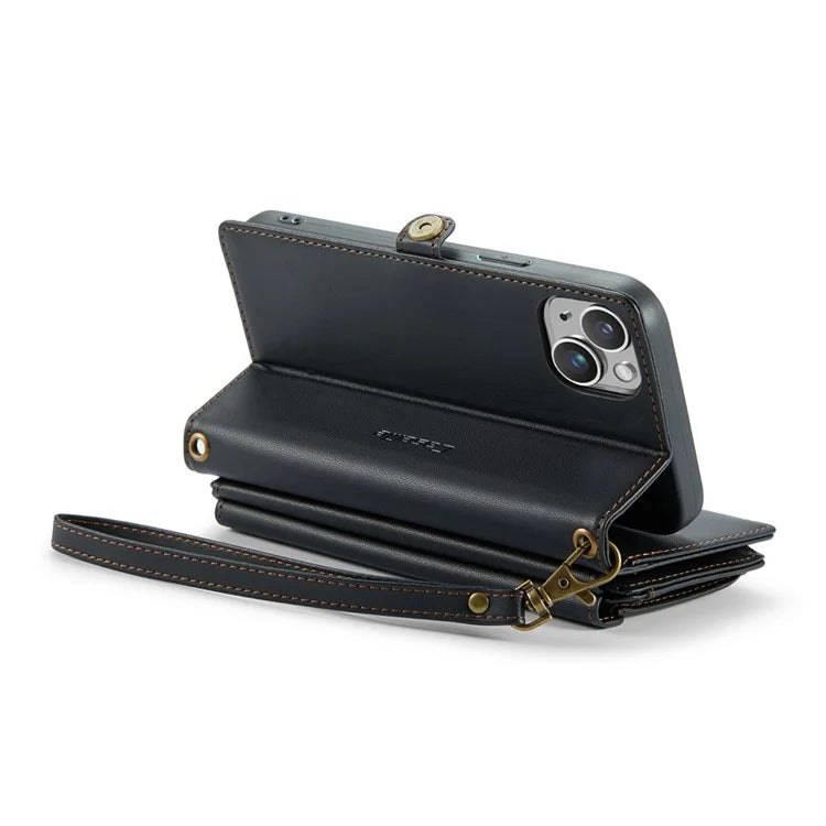 CASEME C36 Series For iPhone 14 Plus Crossbody Case Zipper Wallet Leather Phone Cover