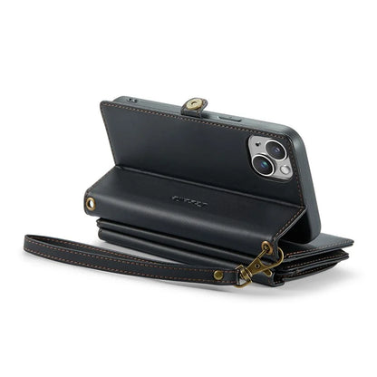 CASEME C36 Series For iPhone 14 Plus Crossbody Case Zipper Wallet Leather Phone Cover