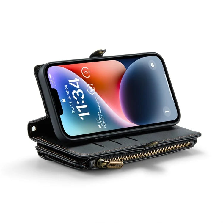 CASEME C36 Series For iPhone 14 Plus Crossbody Case Zipper Wallet Leather Phone Cover
