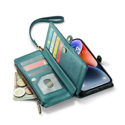 CASEME C36 Series For iPhone 14 Plus Crossbody Case Zipper Wallet Leather Phone Cover