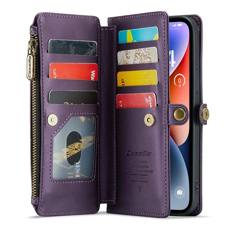 CASEME C36 Series For iPhone 14 Plus Crossbody Case Zipper Wallet Leather Phone Cover