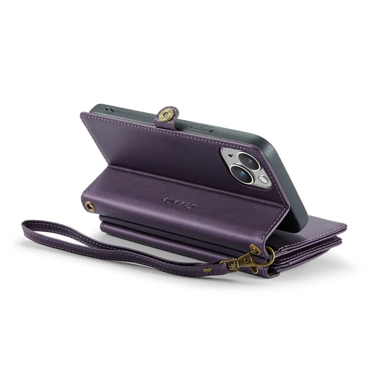 CASEME C36 Series For iPhone 14 Plus Crossbody Case Zipper Wallet Leather Phone Cover