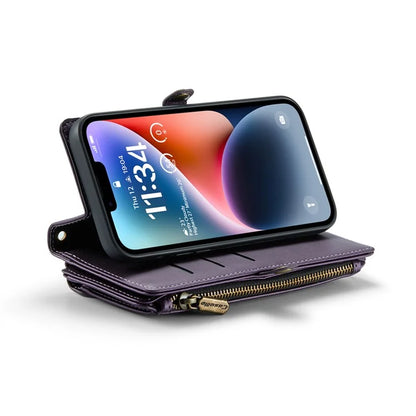 CASEME C36 Series For iPhone 14 Plus Crossbody Case Zipper Wallet Leather Phone Cover