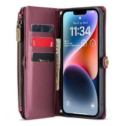 CASEME C36 Series For iPhone 14 Plus Crossbody Case Zipper Wallet Leather Phone Cover