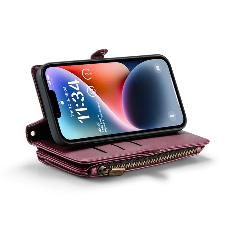 CASEME C36 Series For iPhone 14 Plus Crossbody Case Zipper Wallet Leather Phone Cover
