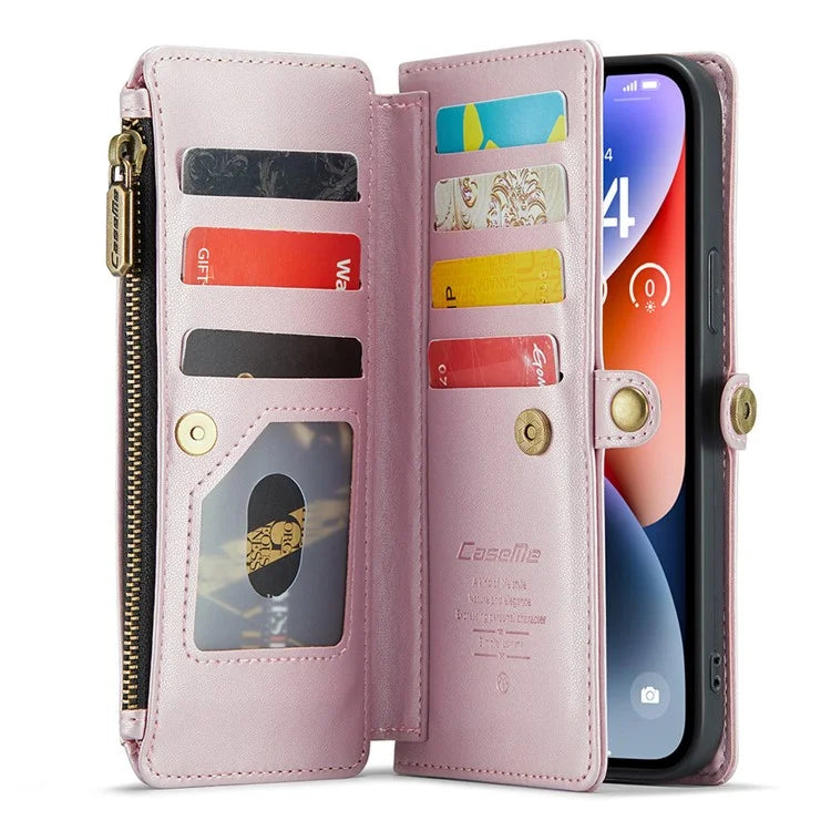 CASEME C36 Series For iPhone 14 Plus Crossbody Case Zipper Wallet Leather Phone Cover