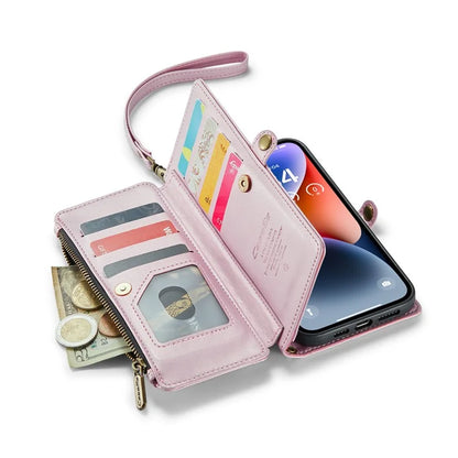 CASEME C36 Series For iPhone 14 Plus Crossbody Case Zipper Wallet Leather Phone Cover
