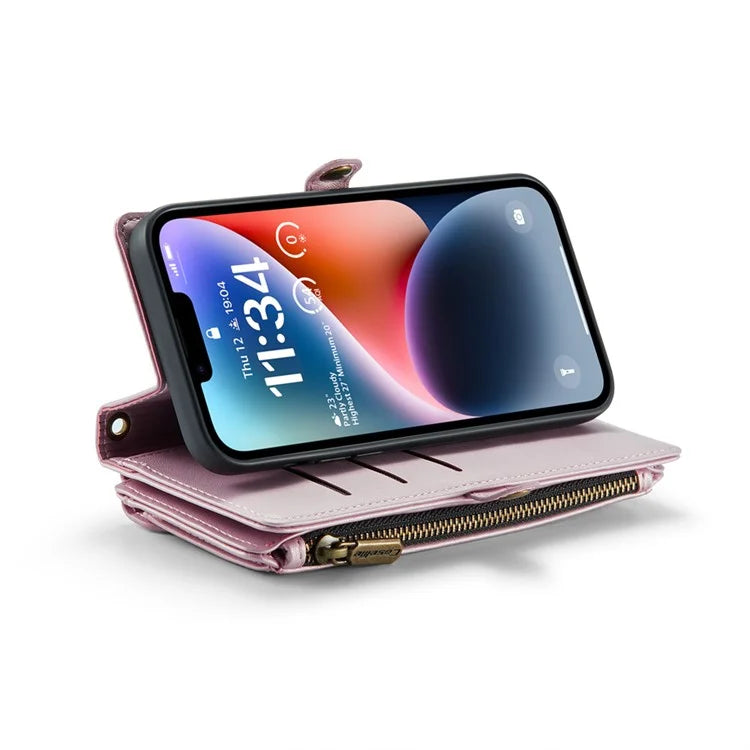 CASEME C36 Series For iPhone 14 Plus Crossbody Case Zipper Wallet Leather Phone Cover